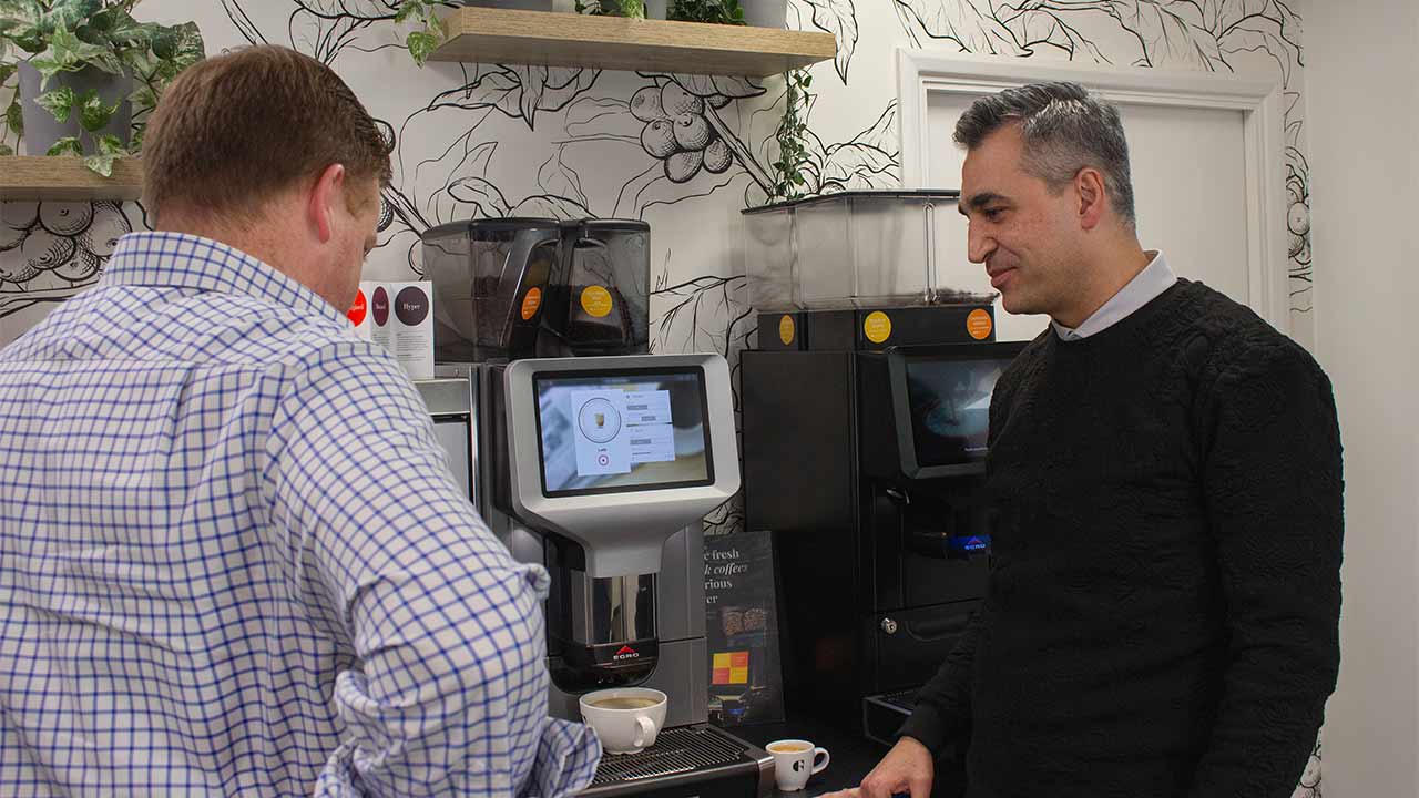 A medium sized coffee machine for an office of 50 people
