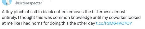 Tweet about salt in coffee